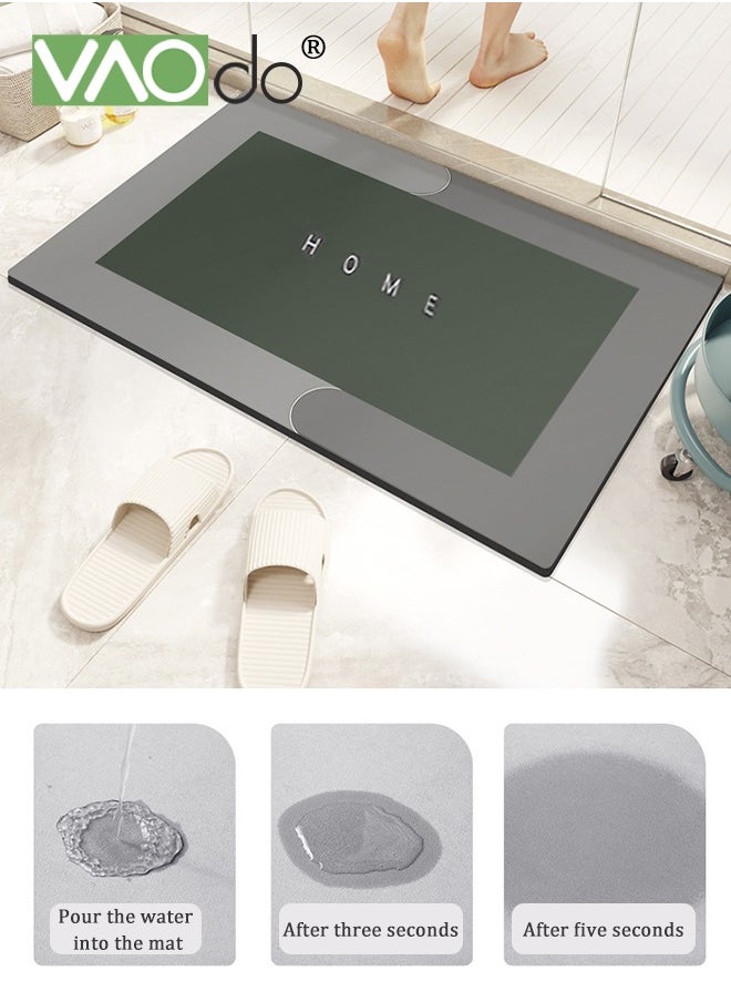 Bath Mat Super Absorbent Bathroom Cushion Toilet Absorbent Non-Slip Mat Not Moldy Kitchen Porch Floor Mat 60*90CM Dark Green