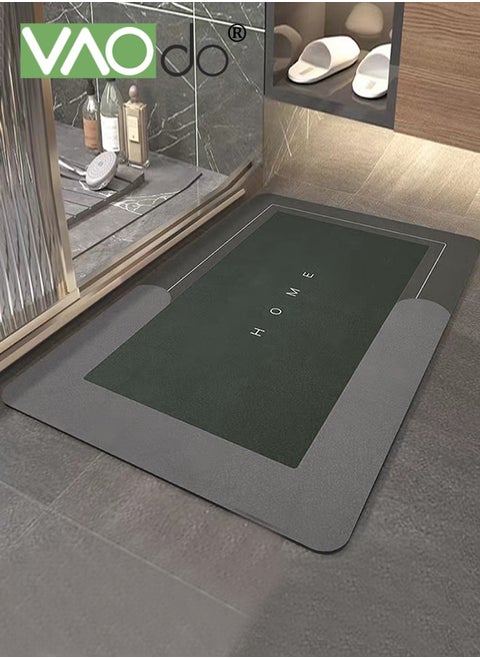 Bath Mat Super Absorbent Bathroom Cushion Toilet Absorbent Non-Slip Mat Not Moldy Kitchen Porch Floor Mat 60*90CM Dark Green