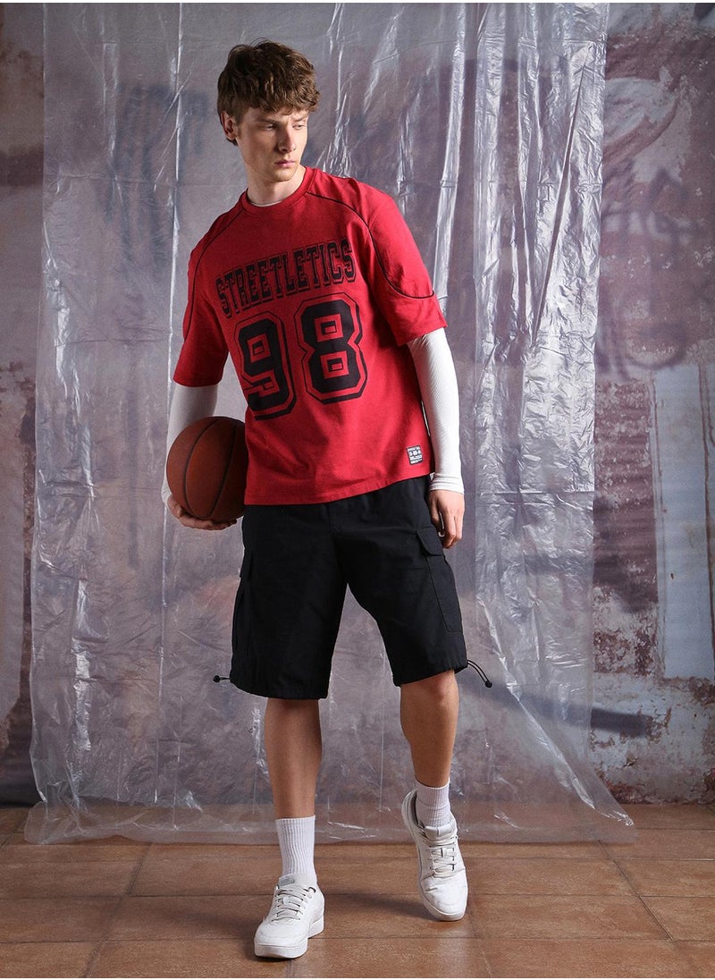 Hubberholme - Red Oversized Tshirts Printed design crafted from 100% Cotton featuring Half Sleeve with Slip on closure. - Image 1
