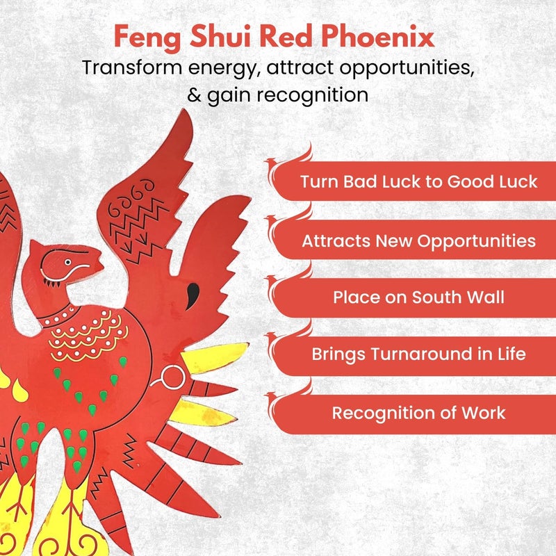 Plus Value Wooden Feng Shui Red Phoenix Bird Symbol of Fame Reputation Fengshui Products for Home Office Decor 4 Inches - Image 5