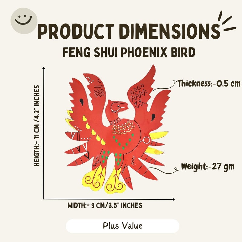 Plus Value Wooden Feng Shui Red Phoenix Bird Symbol of Fame Reputation Fengshui Products for Home Office Decor 4 Inches - Image 2