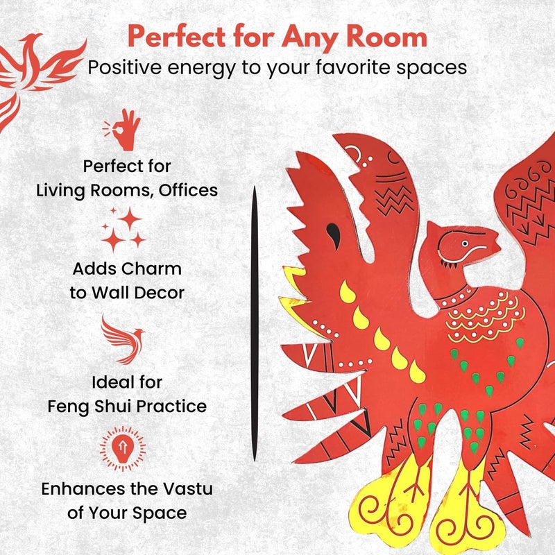 Plus Value Wooden Feng Shui Red Phoenix Bird Symbol of Fame Reputation Fengshui Products for Home Office Decor 4 Inches - Image 4