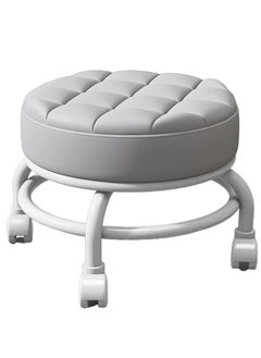 brunson Low Rolling Stool with Backrest PU Leather Roller Seat and Heavy-Duty Universal Wheels for Men Women’s Furniture Gift Home Office  - Image 1