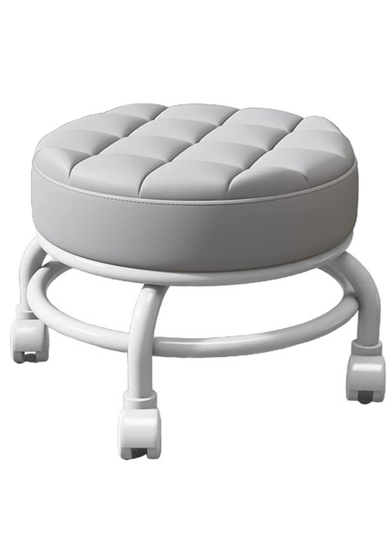 brunson Low Rolling Stool with Backrest PU Leather Roller Seat and Heavy-Duty Universal Wheels for Men Women’s Furniture Gift Home Office  - Image 1