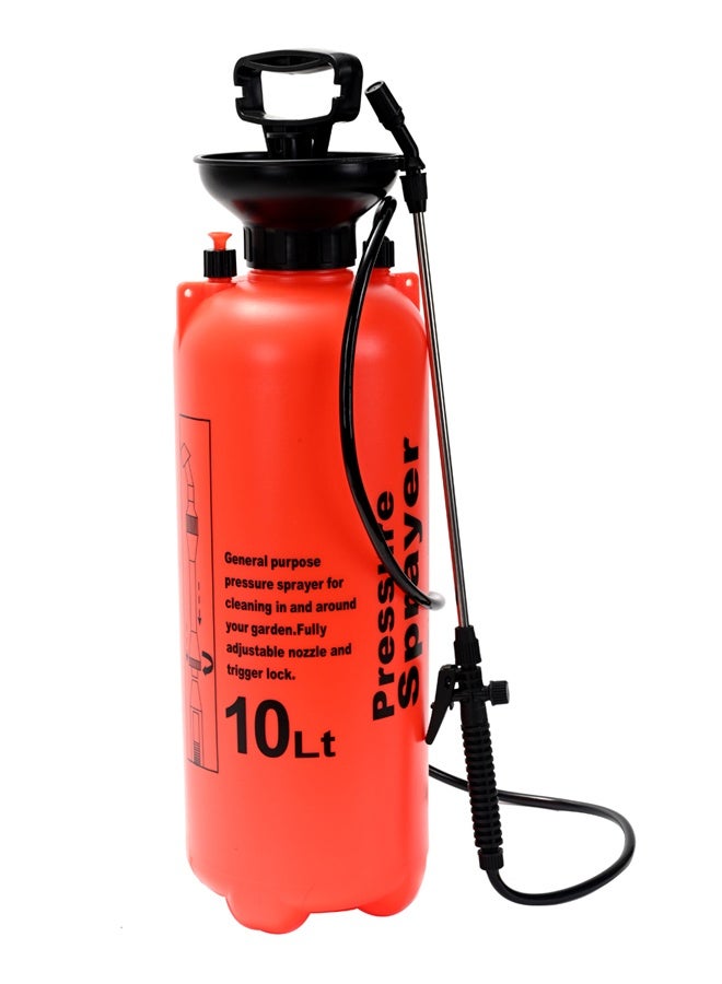 Pump Sprayer - 10L- 2.6 Gallon Manual Pressure Garden Sprayer with Adjustable Nozzle, Trigger Lock, Shoulder Strap, Translucent Tank, Hand Pump Sprayer for Cleaning, Fertilizing and Watering - Image 4