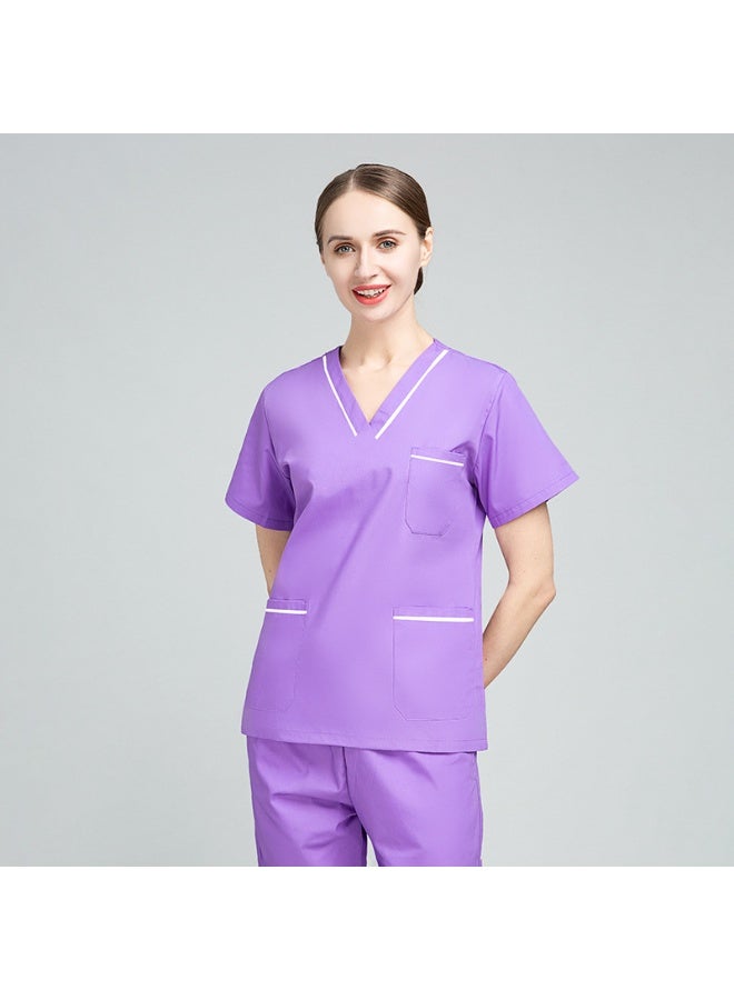 NIBEMINENT Nurse Uniform Women's Summer Thin Short Sleeve Polyester Cotton Hand Washing Clothes Operating Room Dentist Doctor Workwear - Image 1