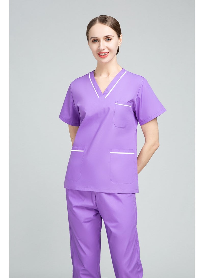 NIBEMINENT Nurse Uniform Women's Summer Thin Short Sleeve Polyester Cotton Hand Washing Clothes Operating Room Dentist Doctor Workwear - Image 2