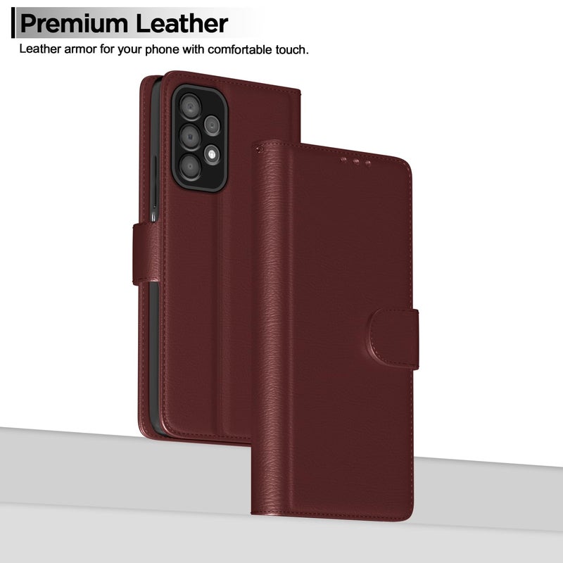 Pikkme Samsung Galaxy A23 4G / A23 5G Flip Case Leather Finish | Inside TPU with Card Pockets | Wallet Stand and Shock Proof | Magnetic Closing | Complete Protection Flip Cover (Brown) - Image 2