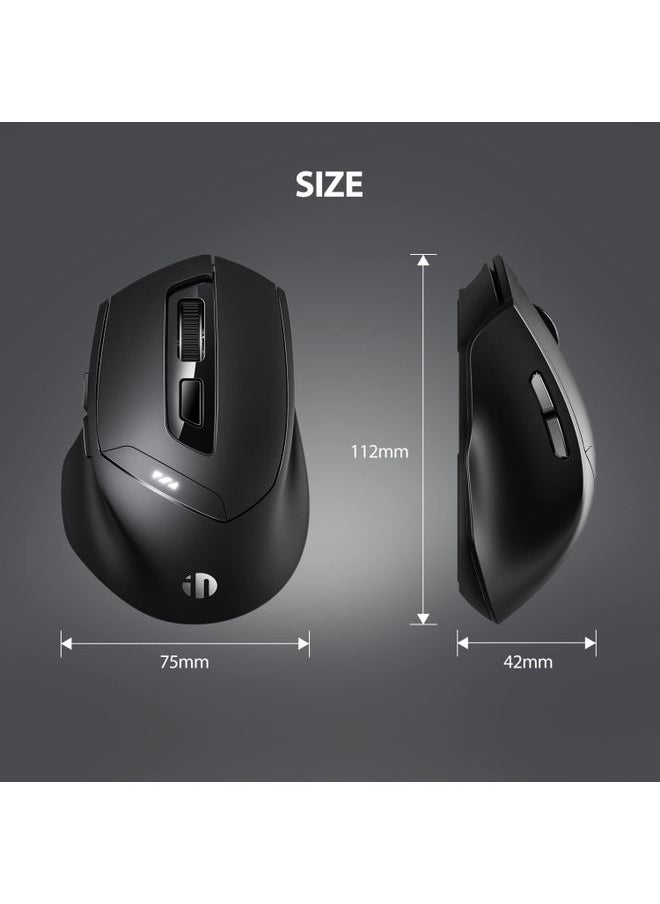 BURAQ Inphic DR01 Bluetooth 3 Mode Wireless Mouse Charging Quiet Office Game Laptop Computer Home Use(Black)  - Image 2