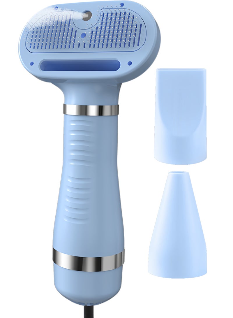 300W pet quick-drying hair dryer with replaceable spray hair comb and two air outlets, can massage and style your pet, Blue - Image 1