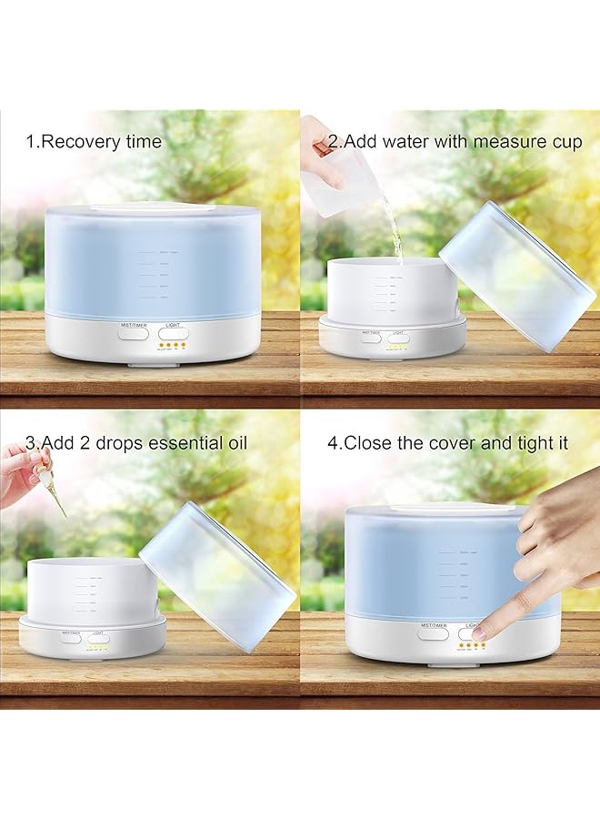 erorex Essential Oil Diffuser 500Ml Cool Mist Humidifier With Remote Control Adjustable Mist Mode Aroma Diffusers Aromatherapy For Home With Waterless Safety Switc White - Image 3