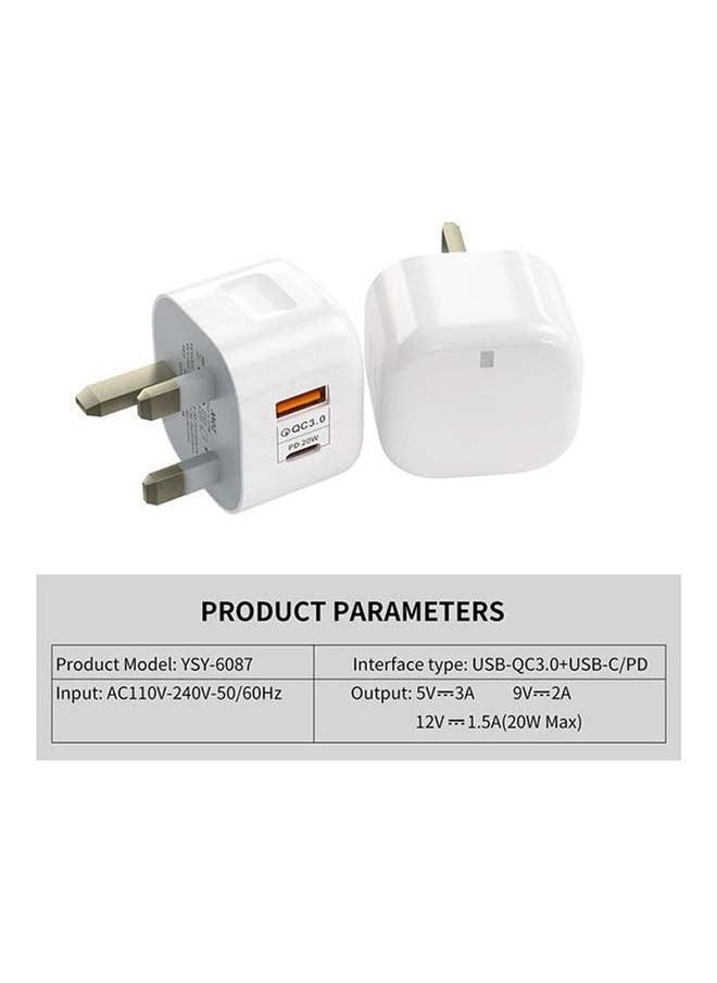 Generic - 20W Fast Mobile Charger PD + QC3.0 Quick charge, 1 USB A & 1 USB-C Port Charging Adapter compatible With iPhone 15, iPad Pro, Galaxy S23 - Image 1