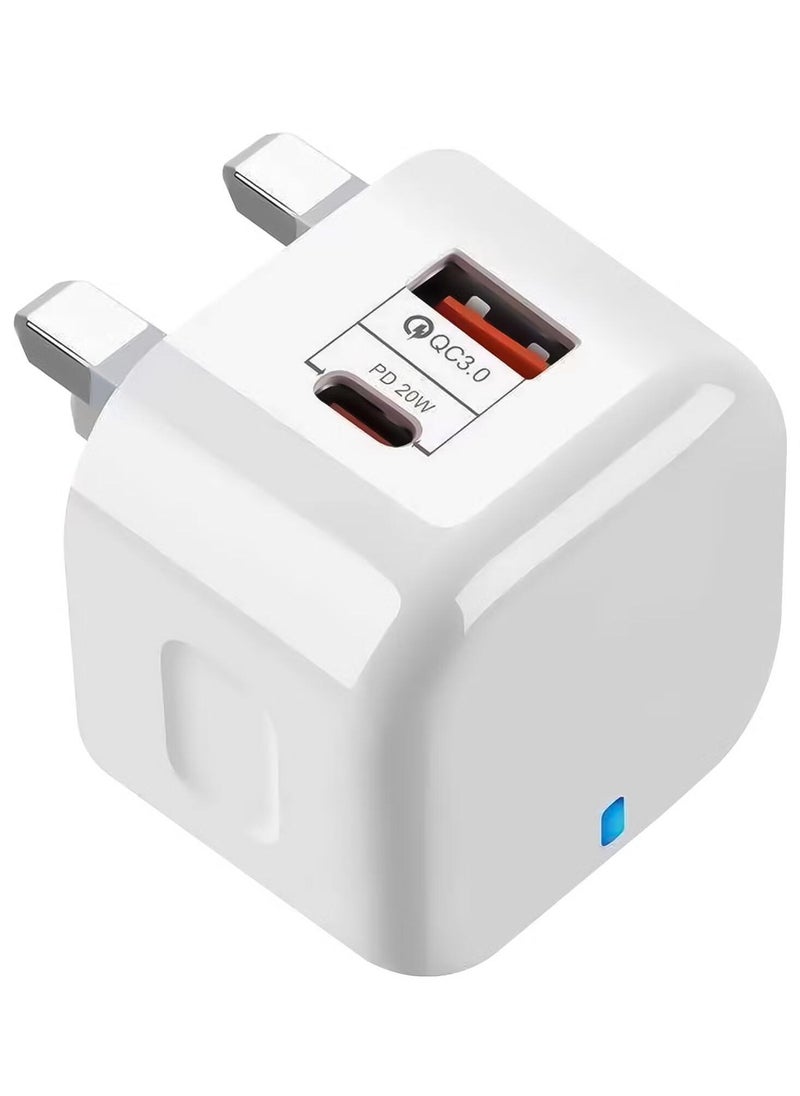 Generic - 20W Fast Mobile Charger PD + QC3.0 Quick charge, 1 USB A & 1 USB-C Port Charging Adapter compatible With iPhone 15, iPad Pro, Galaxy S23 - Image 1