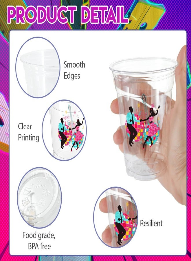 ZCPTZ 90 Pcs 50's Rock and Roll Disposable Cups - 12oz, Retro Party Tableware for 50's Theme Birthday and Music Parties - Image 3
