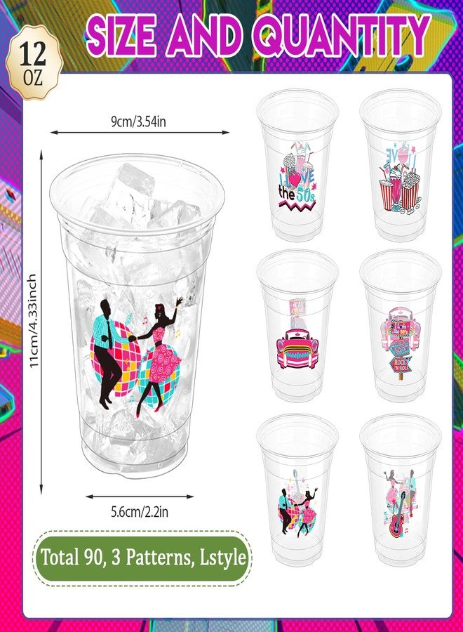 ZCPTZ 90 Pcs 50's Rock and Roll Disposable Cups - 12oz, Retro Party Tableware for 50's Theme Birthday and Music Parties - Image 2