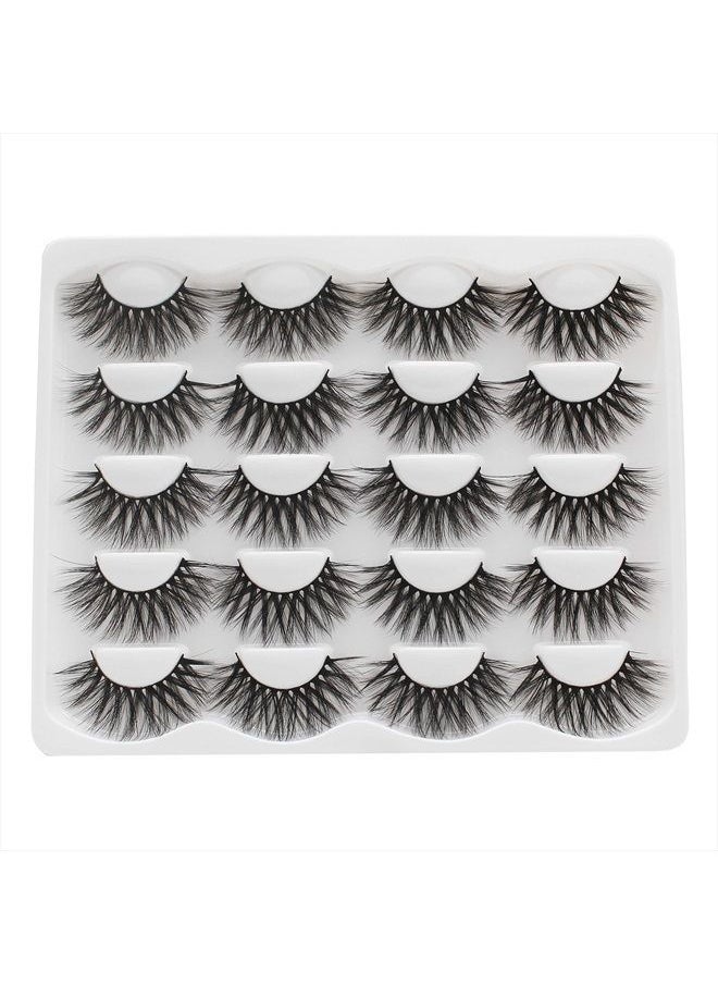 Vayator 10 Pairs 18-21mm Natural Long Mink Eyelashes 100% Cruelty Free Handmade 3D Mink Lashes Full Strip Lashes Soft False Eyelashes Makeup Lashes (C001)  - Image 1