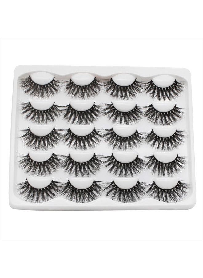 Vayator 10 Pairs 18-21mm Natural Long Mink Eyelashes 100% Cruelty Free Handmade 3D Mink Lashes Full Strip Lashes Soft False Eyelashes Makeup Lashes (C001)  - Image 2