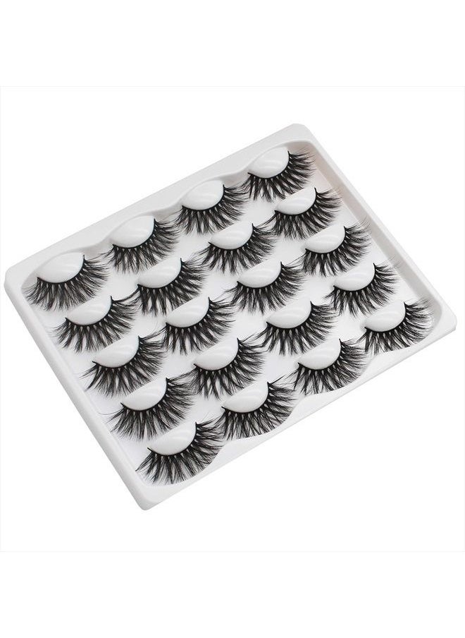Vayator 10 Pairs 18-21mm Natural Long Mink Eyelashes 100% Cruelty Free Handmade 3D Mink Lashes Full Strip Lashes Soft False Eyelashes Makeup Lashes (C001)  - Image 4