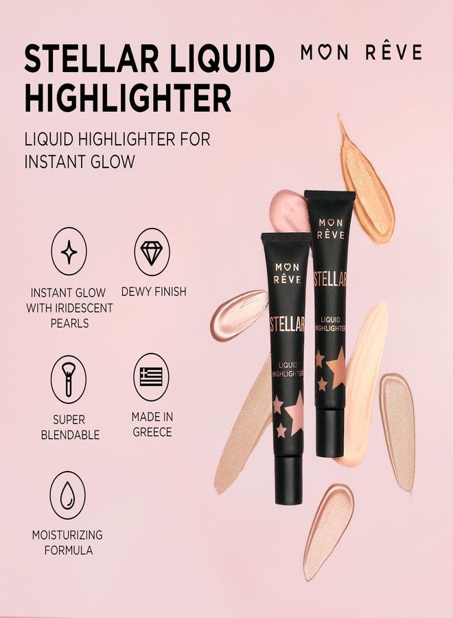 MON RÊVE Mon Reve Stellar Liquid Highlighter for Face - Dewy Glow Illuminator with Micro-Pearls, Lightweight Blendable & Moisturizing Formula, Water Resistant,Clean Beauty - 0.61 Fl Oz (01 Champagne) - Image 3