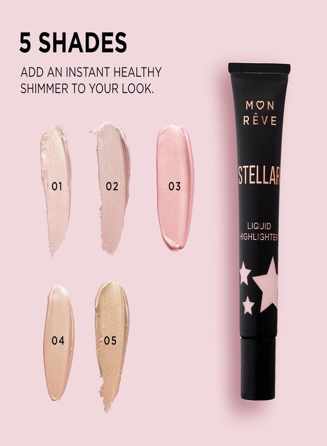 MON RÊVE Mon Reve Stellar Liquid Highlighter for Face - Dewy Glow Illuminator with Micro-Pearls, Lightweight Blendable & Moisturizing Formula, Water Resistant,Clean Beauty - 0.61 Fl Oz (01 Champagne) - Image 5