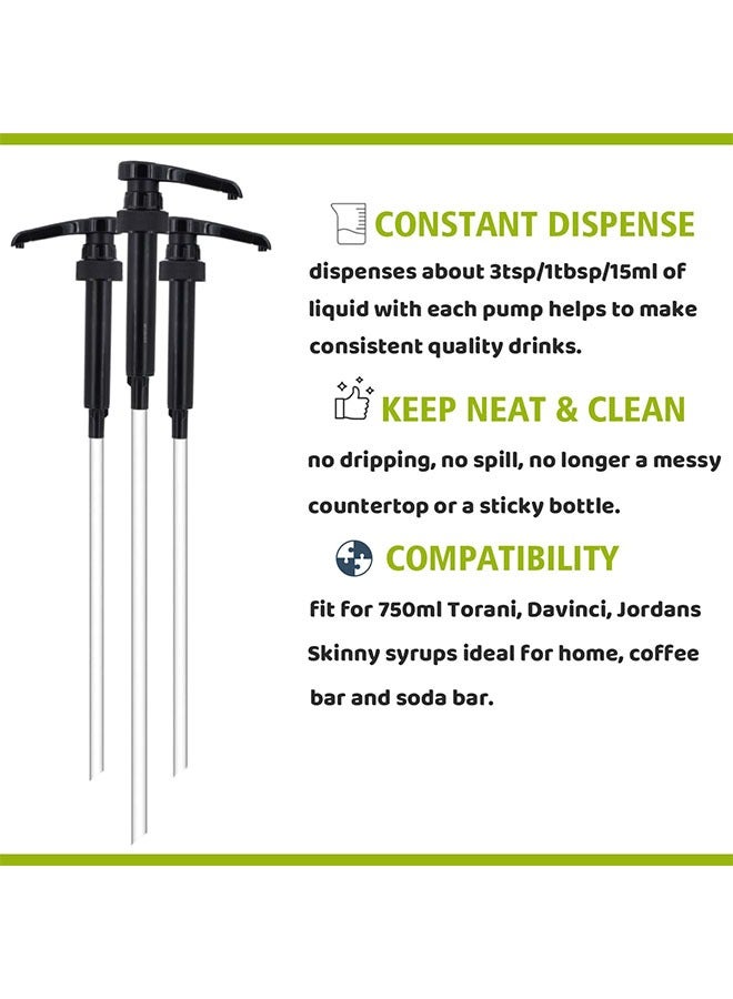 4 Packs Coffee Syrup Pump Fits 750Ml Torani, DaVinci, Jordans Skinny Syrup Bottles, Torani Pump Dispenser for Coffee Syrup Snow Cones, No Dripping, Ideal for Home and Coffee Bar - Black  - Image 4