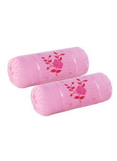 Rj Products Rj Products Embroided Cotton Bolster Covers Set of 4 Piece Pink Peach  - Image 2