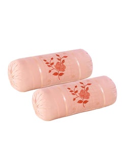 Rj Products Rj Products Embroided Cotton Bolster Covers Set of 4 Piece Pink Peach  - Image 3