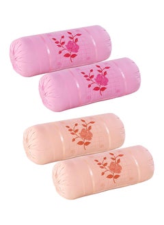 Rj Products Rj Products Embroided Cotton Bolster Covers Set of 4 Piece Pink Peach  - Image 1