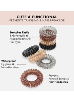 VIUAUAX 8pcs Waterproof Spiral Hair Ties for Women,  Elastic Hair Band,Coil Hair Ties for Thick Hair, No Crease Hair Tie, Spiral Hair Ties No Damage, Hair Coils & Phone Cord Hair Ties for Thin Hair, Hair Ties Spiral  - Image 4