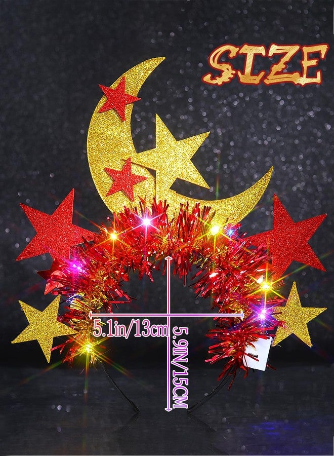 Urieo Light Up Star Moon Headband, LED Headpiece, Glow Costume Rave Hair Accessory for Women - Image 3