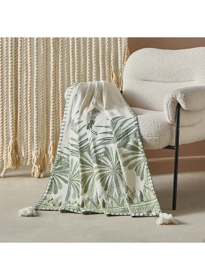Home Box Cancun Palm Printed Slub Throw 170 x 130 cm