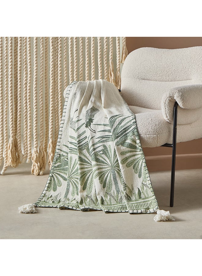 Home Box Cancun Palm Printed Slub Throw 170 x 130 cm - Image 1