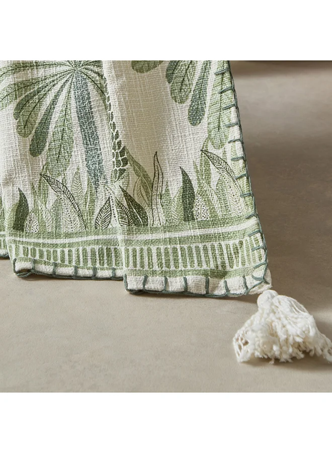 Home Box Cancun Palm Printed Slub Throw 170 x 130 cm