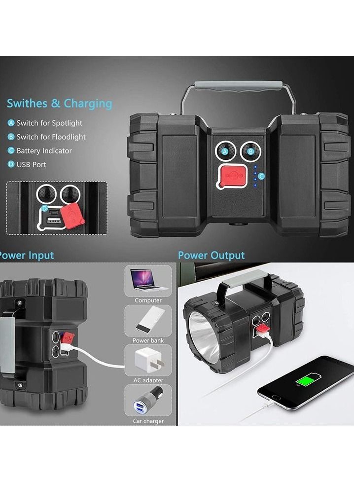 Multifunctional Rechargeable Portable Light with Multi-Mode Emergency Flood Light and  Light, Battery Level Indicator and Power Bank - W844 - Image 5