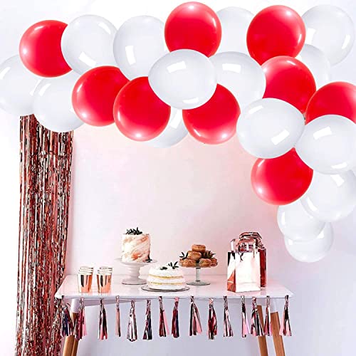 atorakushon Latex White and Red Color Super Quality Rubber Balloons 10" Christmas Xmas Balloons Best For Theme Party Decoration Birthday Wedding Anniversary Office Party Ceremony Pack of 100 - Image 4