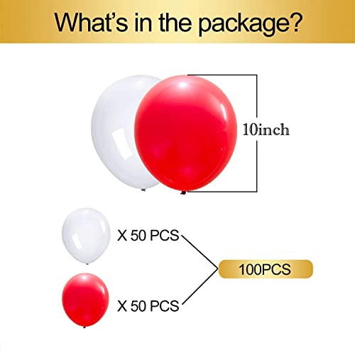 atorakushon Latex White and Red Color Super Quality Rubber Balloons 10" Christmas Xmas Balloons Best For Theme Party Decoration Birthday Wedding Anniversary Office Party Ceremony Pack of 100 - Image 2