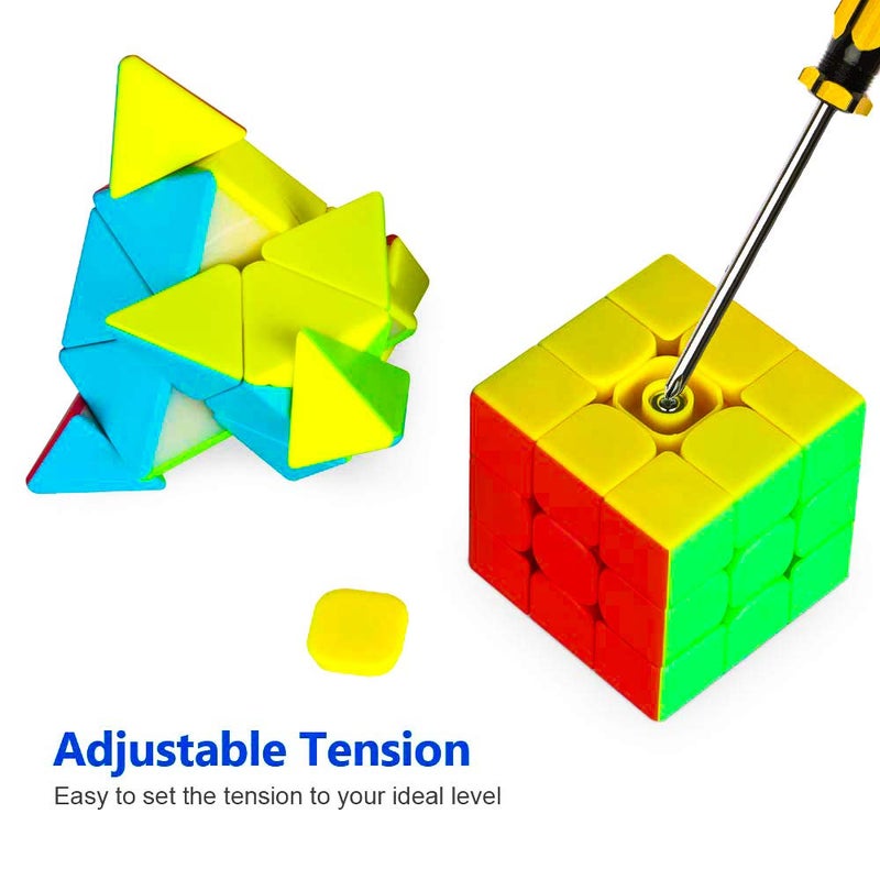 D ETERNAL مجموعة مكعبات سحرية عالية السرعة 2X2 3X3 بايراميد مثلث وسكيوب بدون ملصقات، للأطفال والمحترفين - Image 4