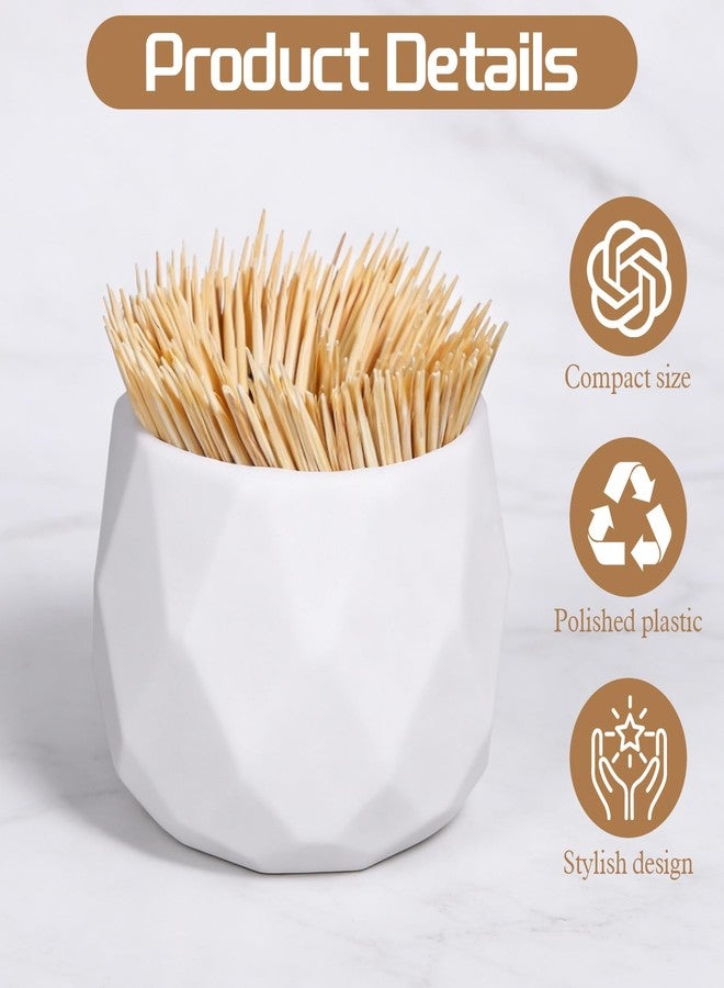 Eldraqth Toothpick Holder Dispenser, 2 Pcs Simple White Cocktail Pick Holder Cute Plastic Toothpick Holders Decorative for Table Home Kitchen Restaurant Parties Weddings Get Togethers and Elegant Home Decor - Image 3