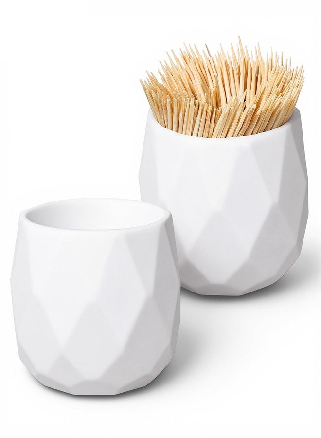 Eldraqth Toothpick Holder Dispenser, 2 Pcs Simple White Cocktail Pick Holder Cute Plastic Toothpick Holders Decorative for Table Home Kitchen Restaurant Parties Weddings Get Togethers and Elegant Home Decor - Image 1