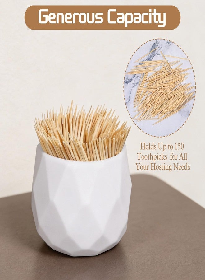 Eldraqth Toothpick Holder Dispenser, 2 Pcs Simple White Cocktail Pick Holder Cute Plastic Toothpick Holders Decorative for Table Home Kitchen Restaurant Parties Weddings Get Togethers and Elegant Home Decor - Image 5