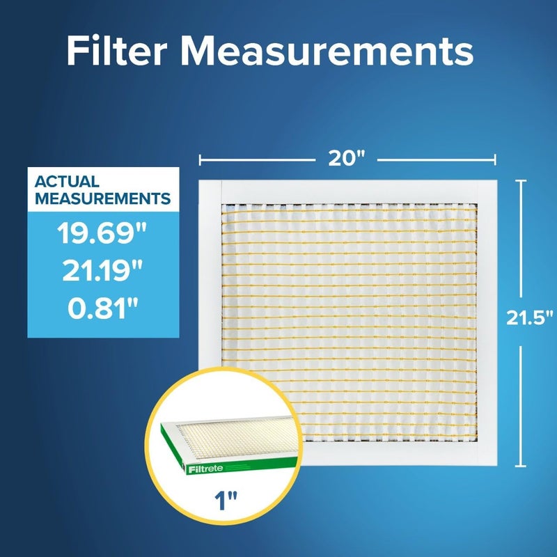 FILTRETE فلتر هواء مكيف 20x21.5x1، MPR 700، MERV 8، قوي ضد حبوب اللقاح، سهل على تدفق الهواء، فلتر هواء كهربائي مطوي 1 بوصة لمدة 3 أشهر، عبوة 2 (الحجم الفعلي 19.69 x 21.19 x 0.81 بوصة) - Image 2