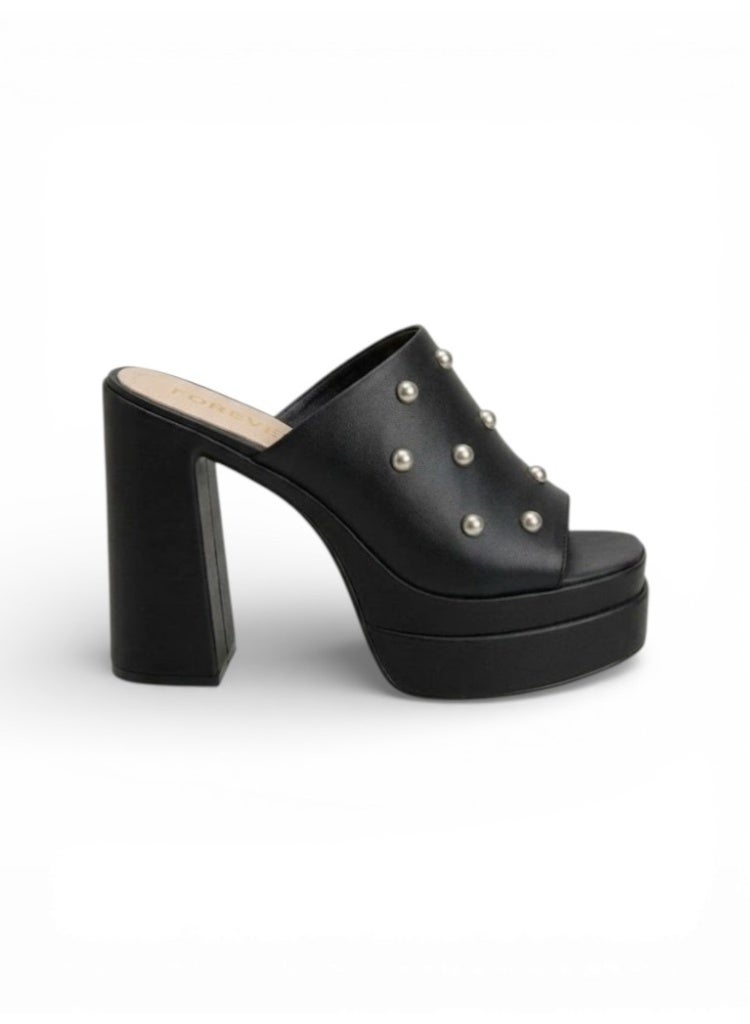 لايف ستيلاش  حذاء نسائي بكعب عالٍ من الجلد مرصع X-15 - أسود - Image 3