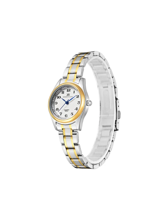 KENNETH SCOTT Women's Analog Display Watch With Gold Steel Strap - K23552-TBTW