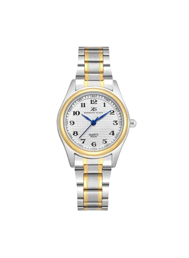 كينيث سكوت Women's Analog Display Watch With Gold Steel Strap - K23552-TBTW