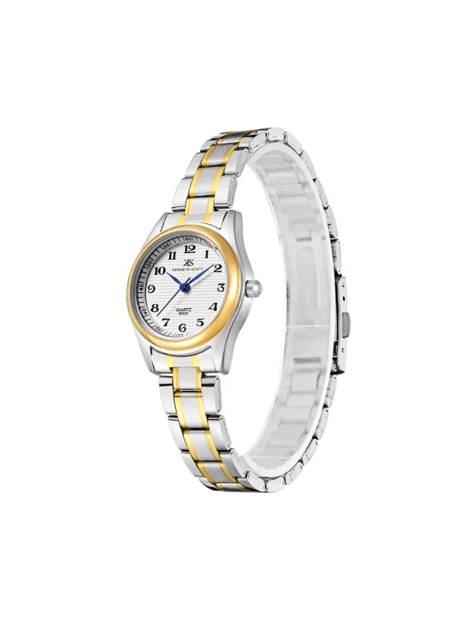 كينيث سكوت Women's Analog Display Watch With Gold Steel Strap - K23552-TBTW