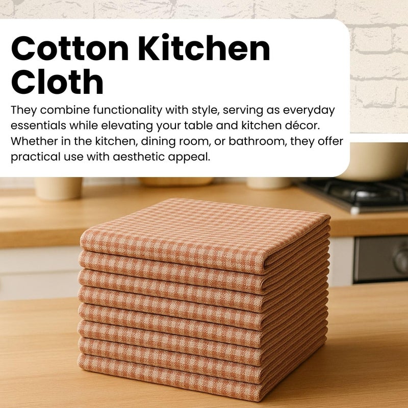 Värde 8 Pcs Cotton Kitchen Cloth/Napkins | Fridge, Table, Kitchen Platform Cleaning & Roti Napkins | 12x22 Inches | Multicolor (Colour4) - Image 3