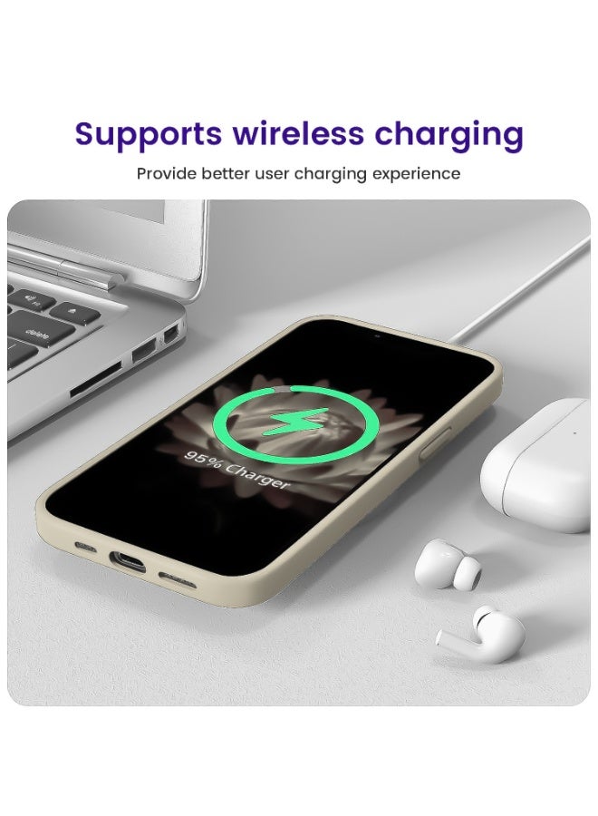 Compatible with iPhone 13/14 Case 6.1 Inch Slim Liquid Silicone 4 Layers Soft Gel Rubber Shockproof Protective Phone Case with Anti Scratch Microfiber Lining (Beige) - Image 5