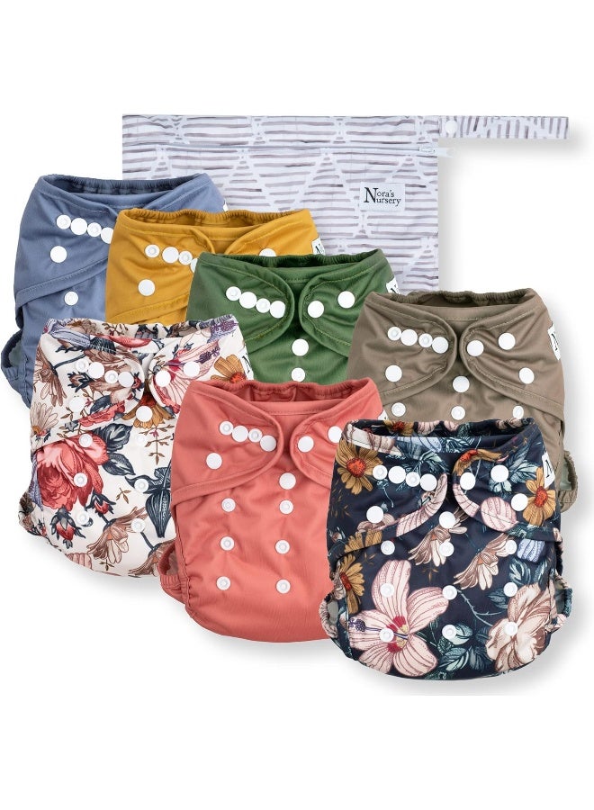 Nora's Nursery Cloth Diaper Cover, Washable Reusable Diaper Cover with Snap Closure, Cloth Diaper Shell for Prefold, Flat or Fitted Cloth Diaper Inserts, Wet Bag Included - Image 1
