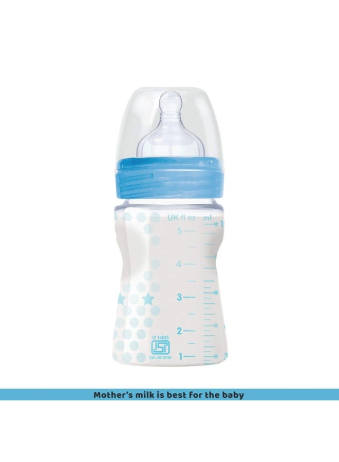 Chicco WellBeing 150 ml Feeding Bottle, Advanced Anti-Colic System, Soft & Hygienic Silicone Teat, BPA free (Blue) - Image 3