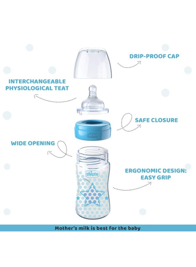 Chicco WellBeing 150 ml Feeding Bottle, Advanced Anti-Colic System, Soft & Hygienic Silicone Teat, BPA free (Blue) - Image 4